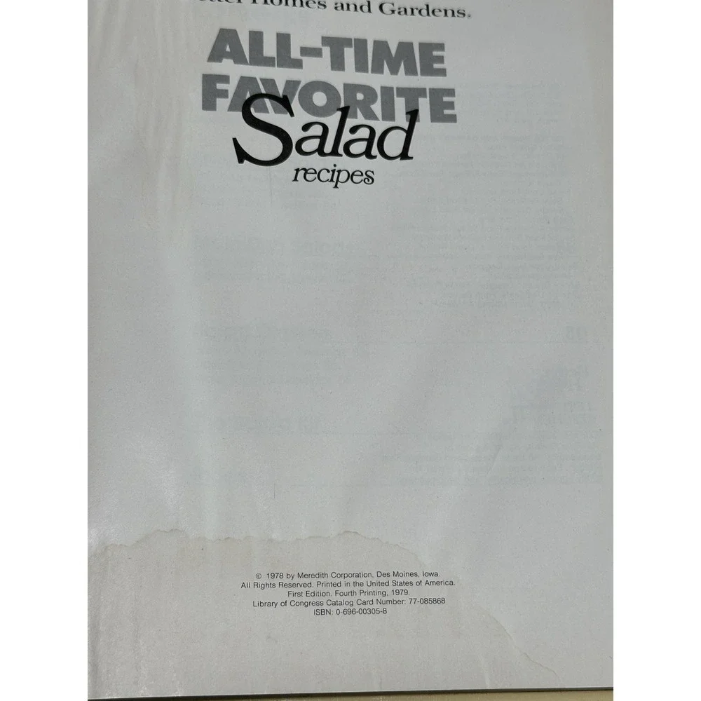 All-Time Favorite Salad Recipes Cookbook Better Homes & Gardens Vintage 1978
